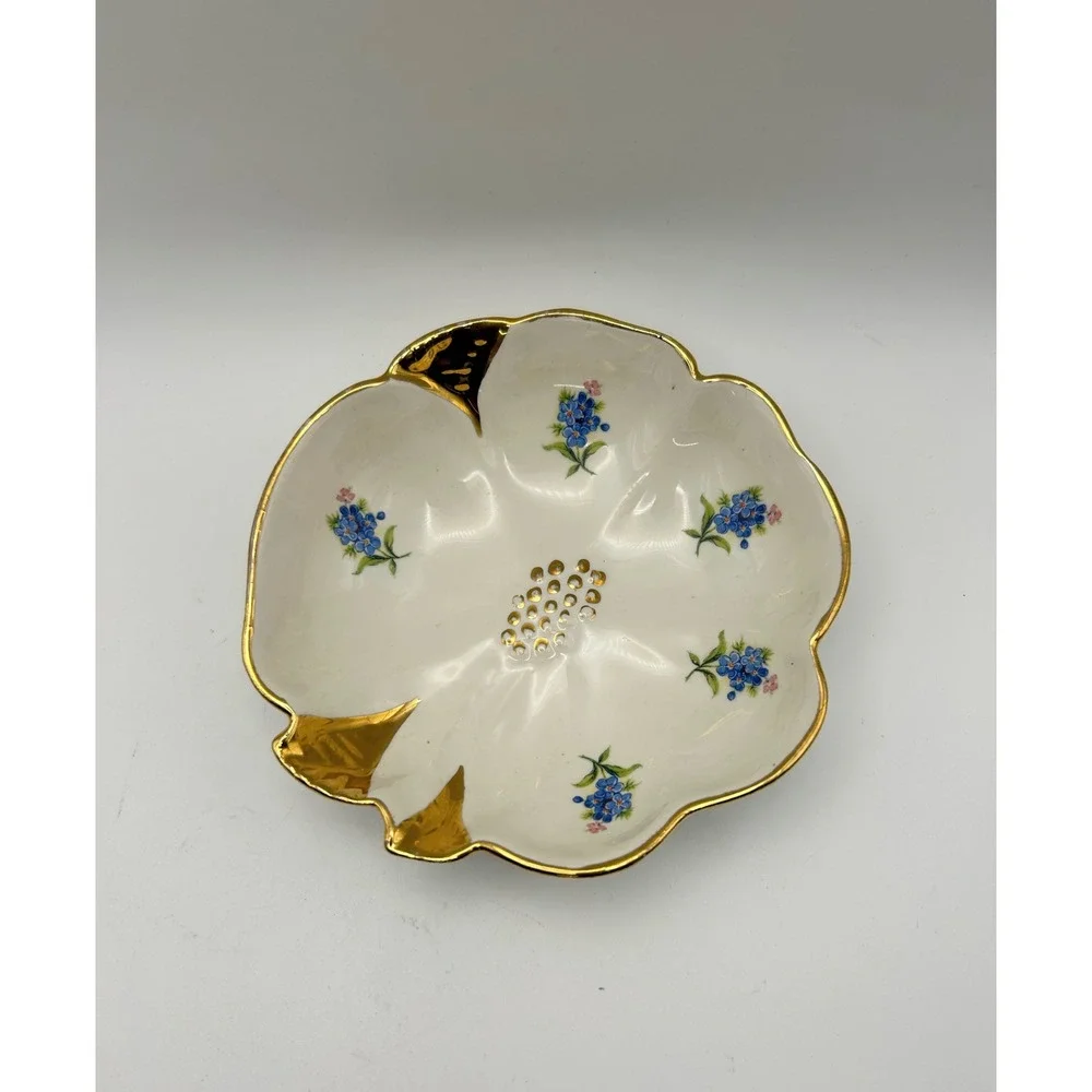 Vintage Holley Ross Distinguished 22K Gold China Trinket Dish 